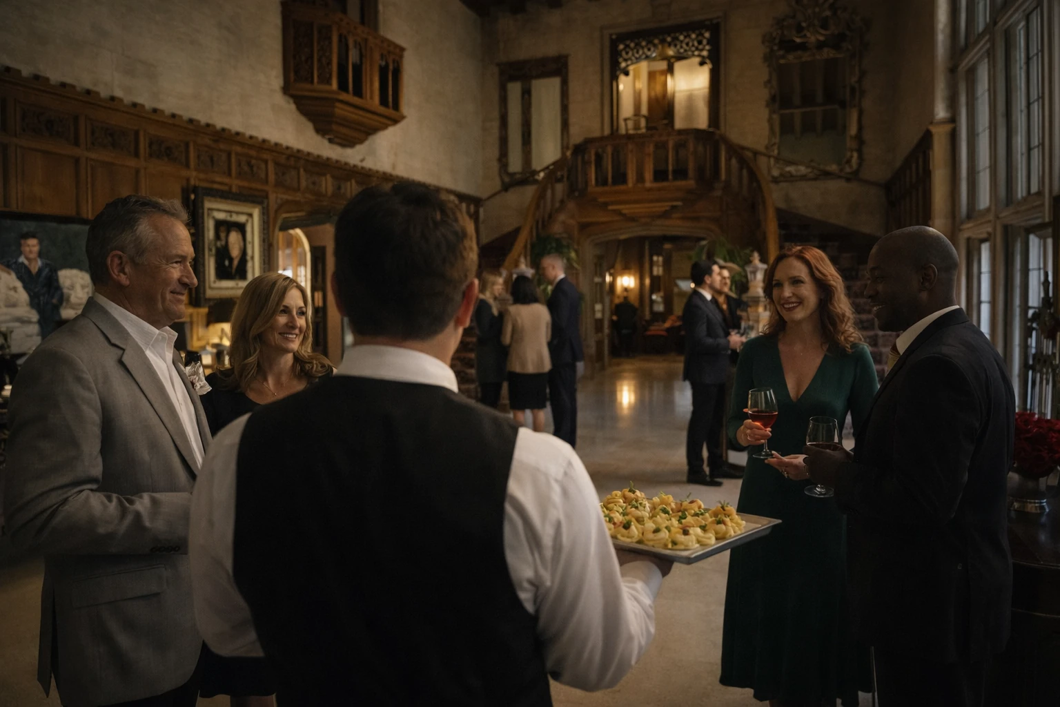 Serving guests in Reception Area