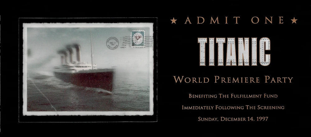 Titanic Movie World Premiere Party Inviation