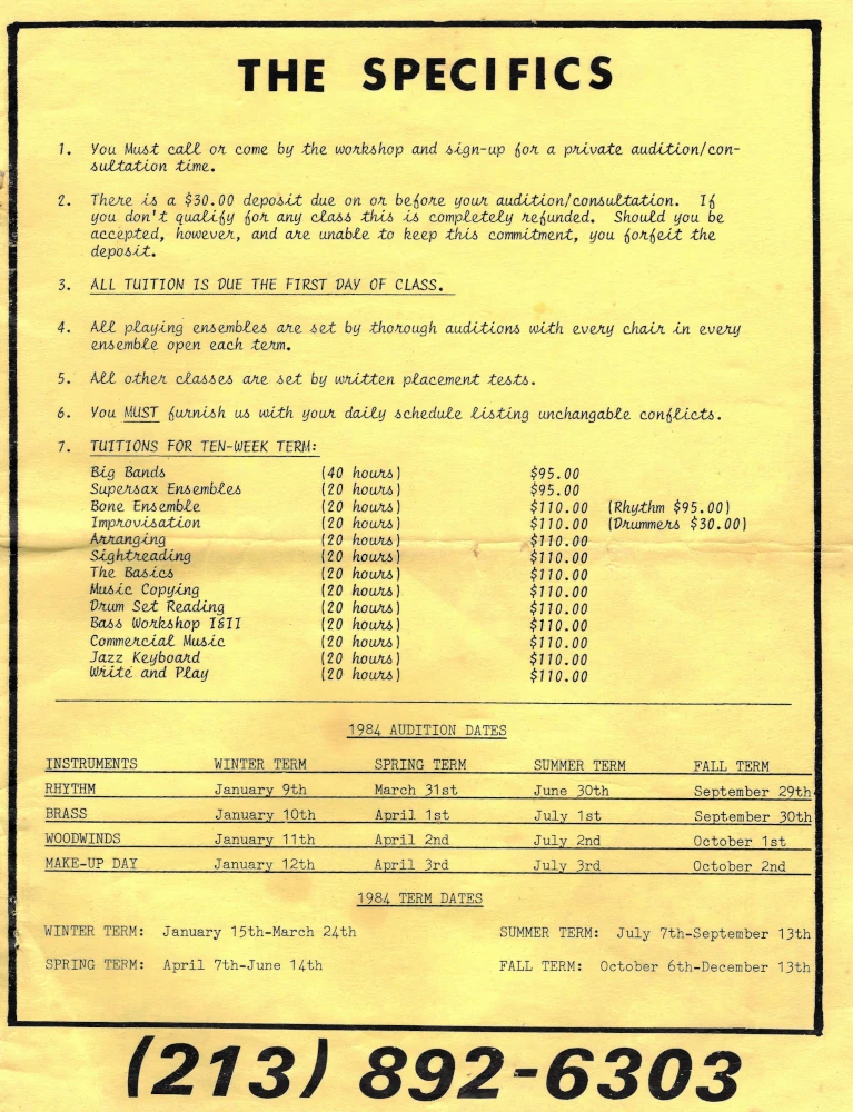 Workshop Brochure Specifics