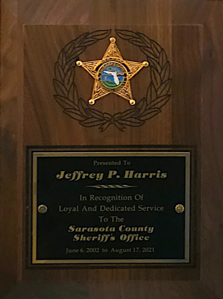 Sarasota Sheriff's Office Service Plaque